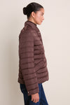 Dark Brown Sateen Nylon Quilted Blazer