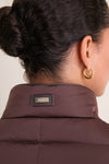 Dark Brown Sateen Nylon Quilted Blazer