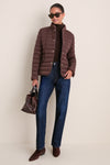 Dark Brown Sateen Nylon Quilted Blazer