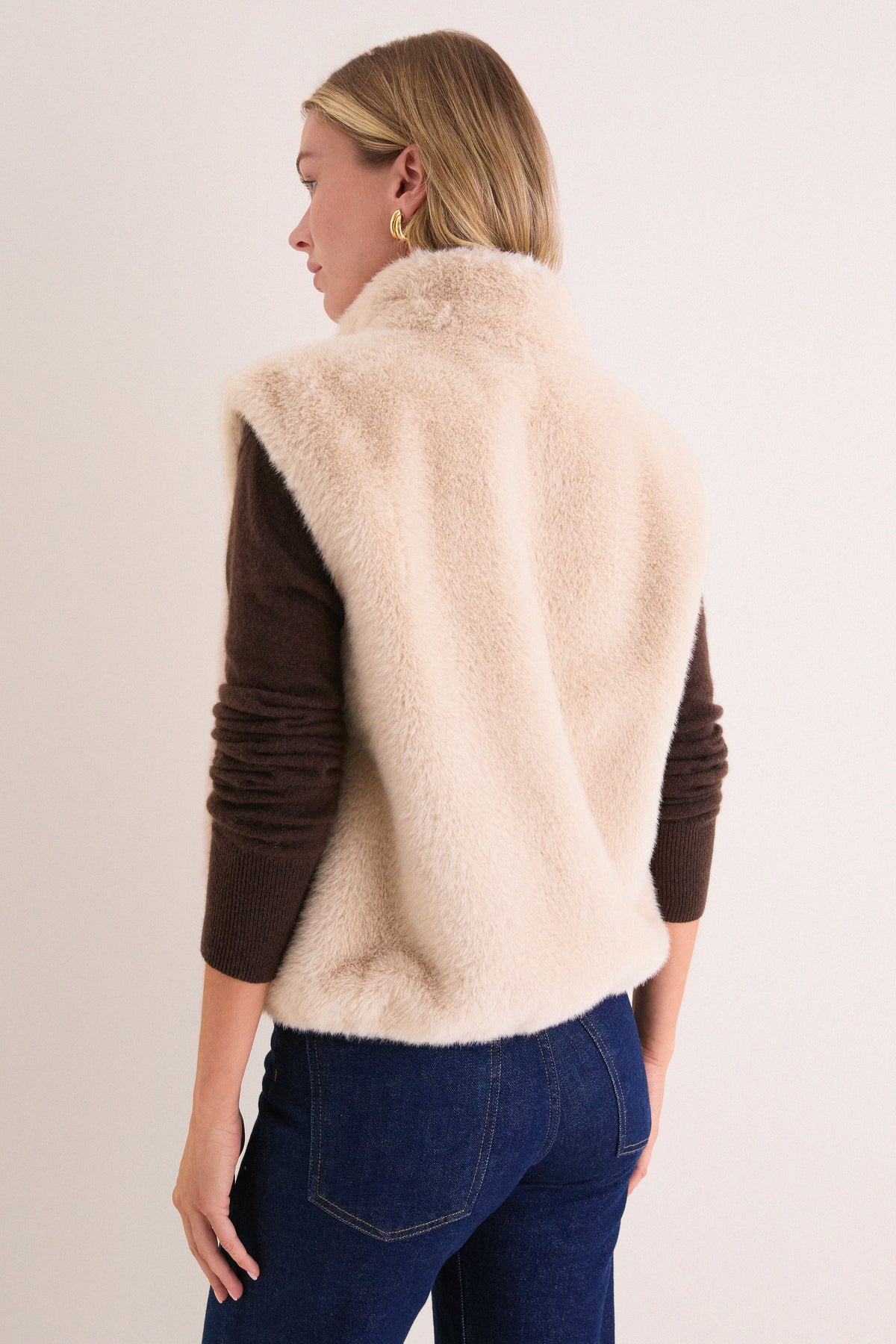 Champagne Beaver Faux Fur Effect Vest