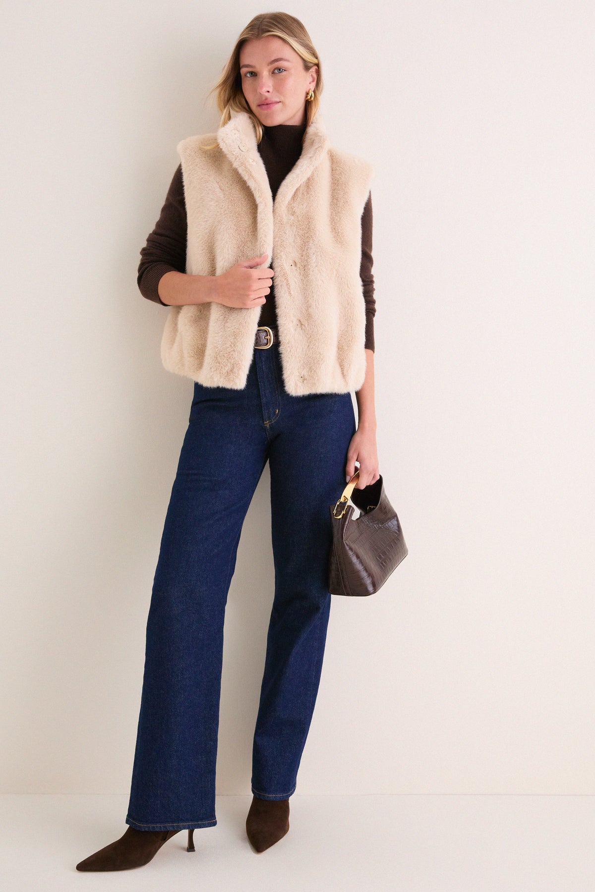 Champagne Beaver Faux Fur Effect Vest
