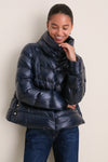 Navy Nylon Ultralight Jacket with Side Snap