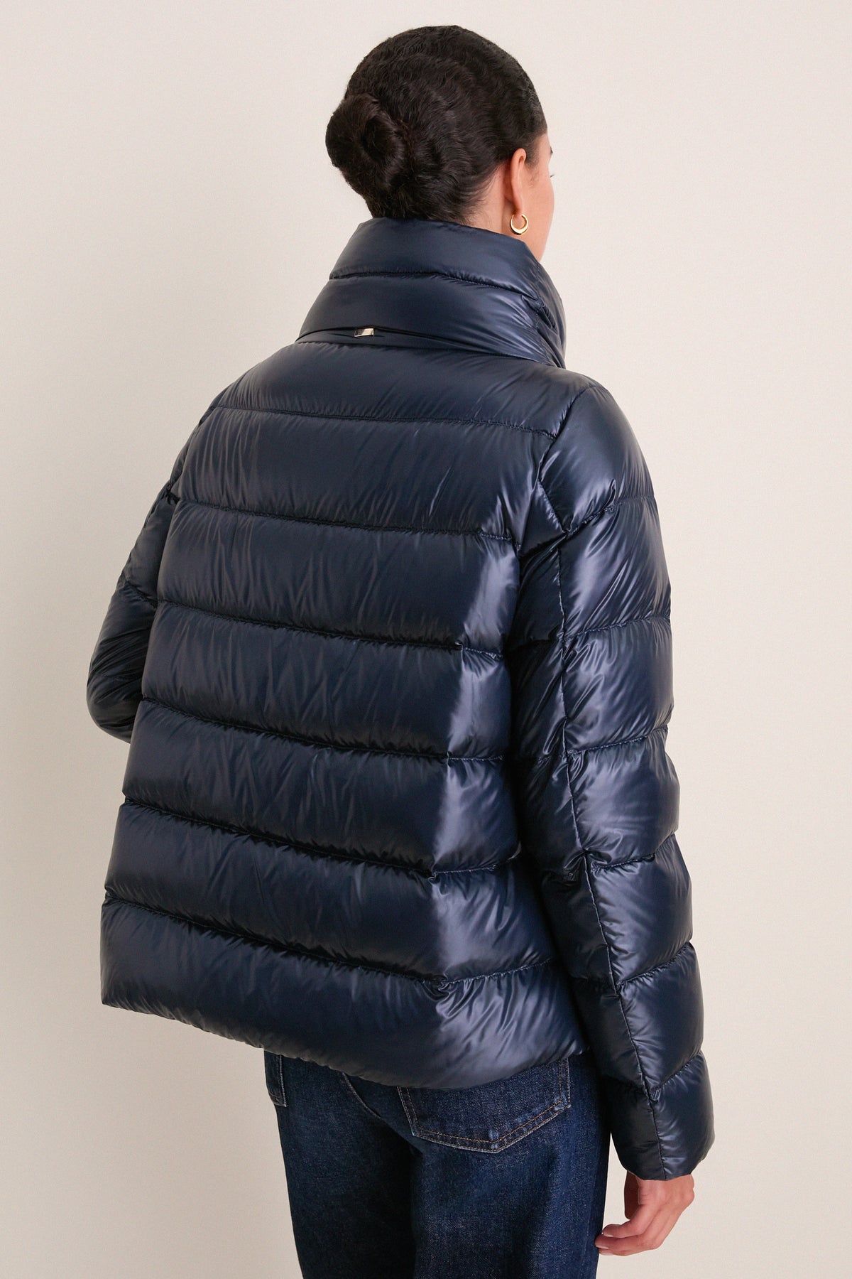 Navy Nylon Ultralight Jacket with Side Snap