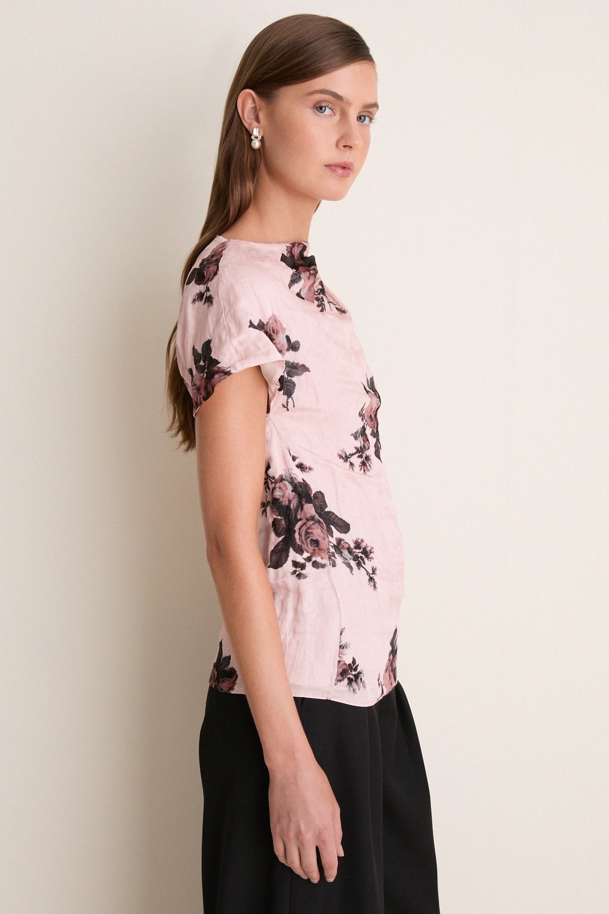 Margot Bouquet Petal Pink Crushed Fluid Satin Draped Top