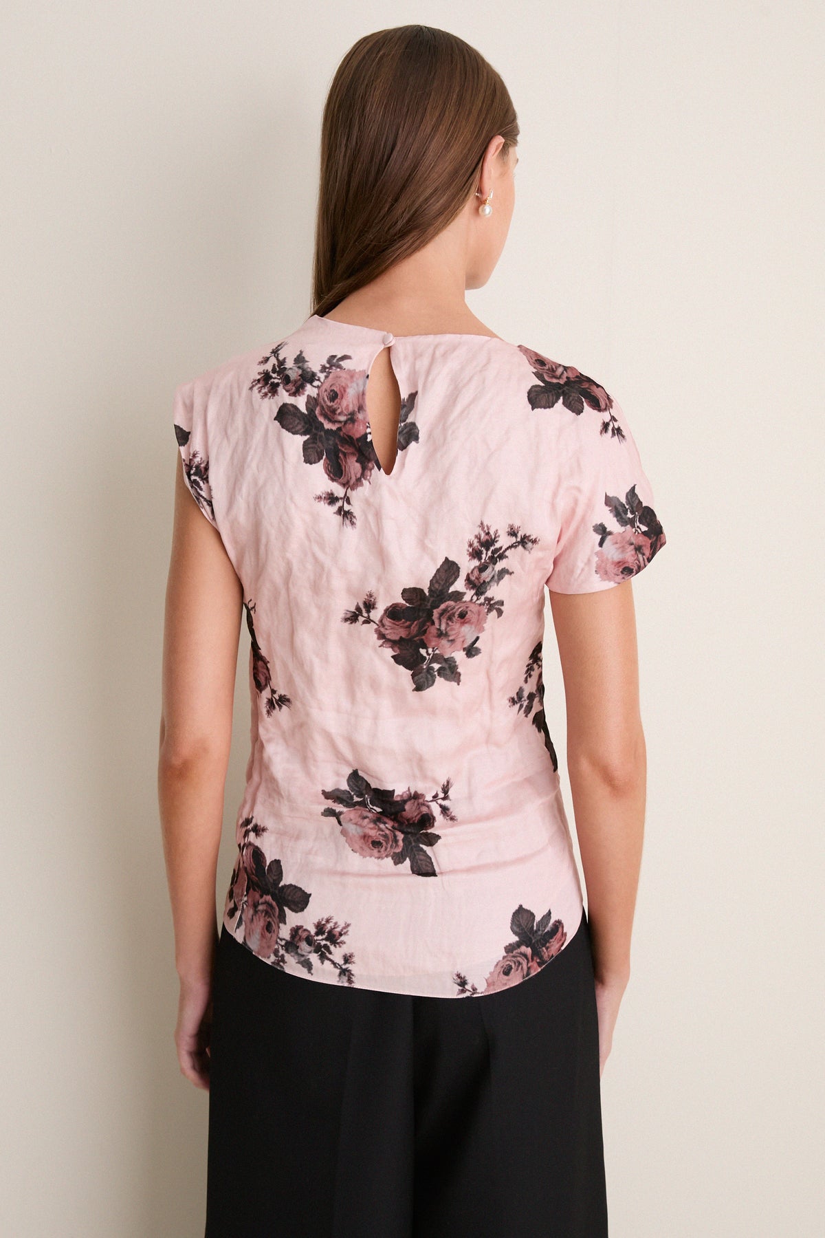 Margot Bouquet Petal Pink Crushed Fluid Satin Draped Top