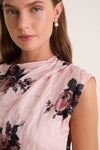 Margot Bouquet Petal Pink Crushed Fluid Satin Draped Top