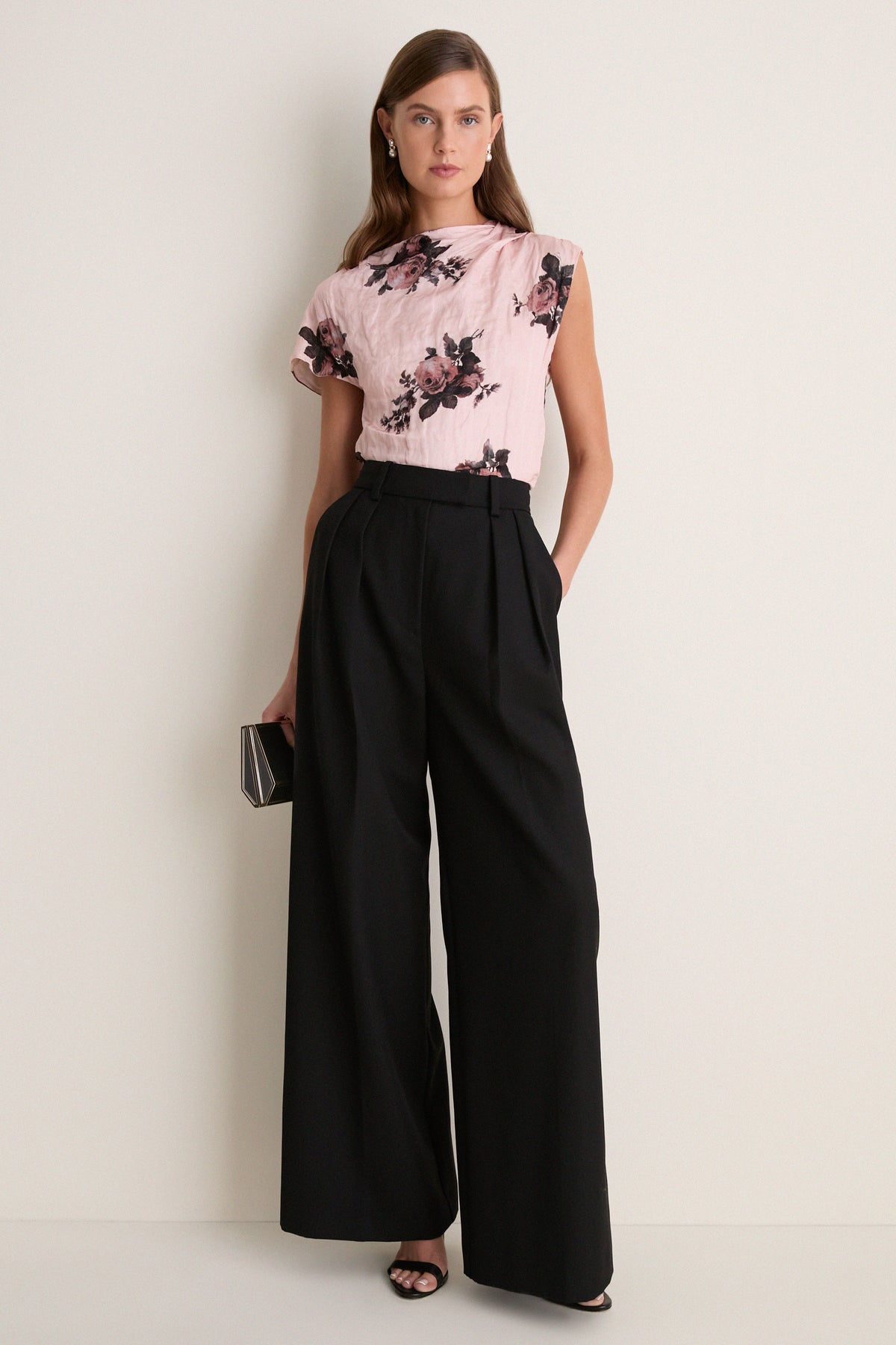 Margot Bouquet Petal Pink Crushed Fluid Satin Draped Top