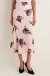 Margot Bouquet Petal Pink Crushed Fluid Satin Draped Midi Skirt
