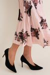 Margot Bouquet Petal Pink Crushed Fluid Satin Draped Midi Skirt