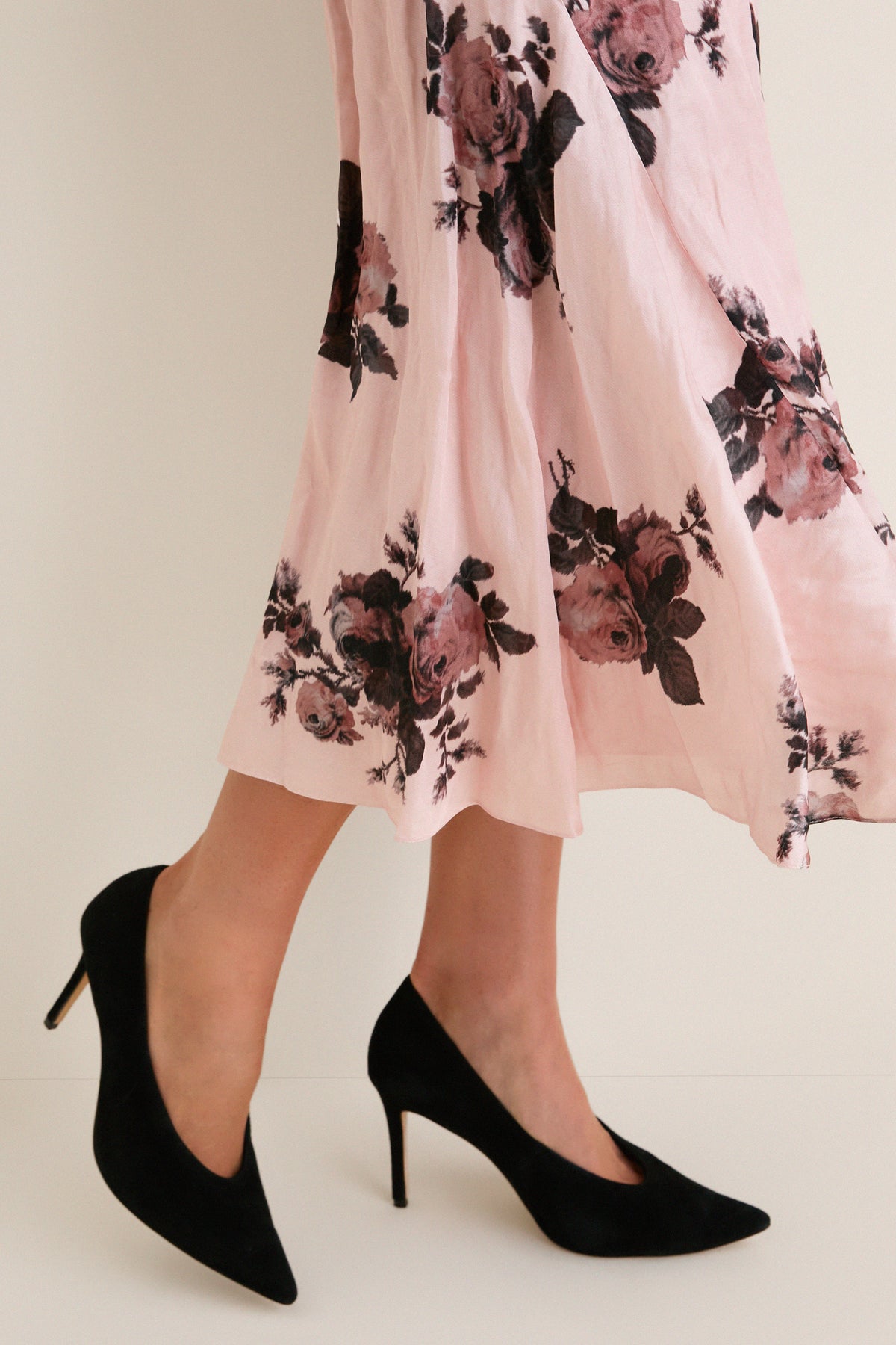 Margot Bouquet Petal Pink Crushed Fluid Satin Draped Midi Skirt