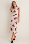 Margot Bouquet Petal Pink Crushed Fluid Satin Draped Midi Skirt