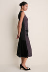 Black and Pink Speckled Wool Sleeveless Midi Dress