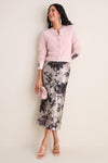 Fonteyn Rose Pearl Textured Satin Pencil Midi Skirt