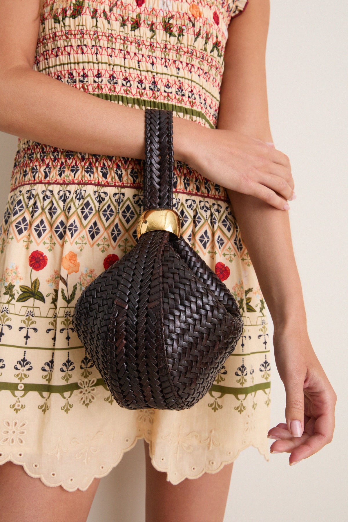 Mocha Woven Leather Zambia Bag