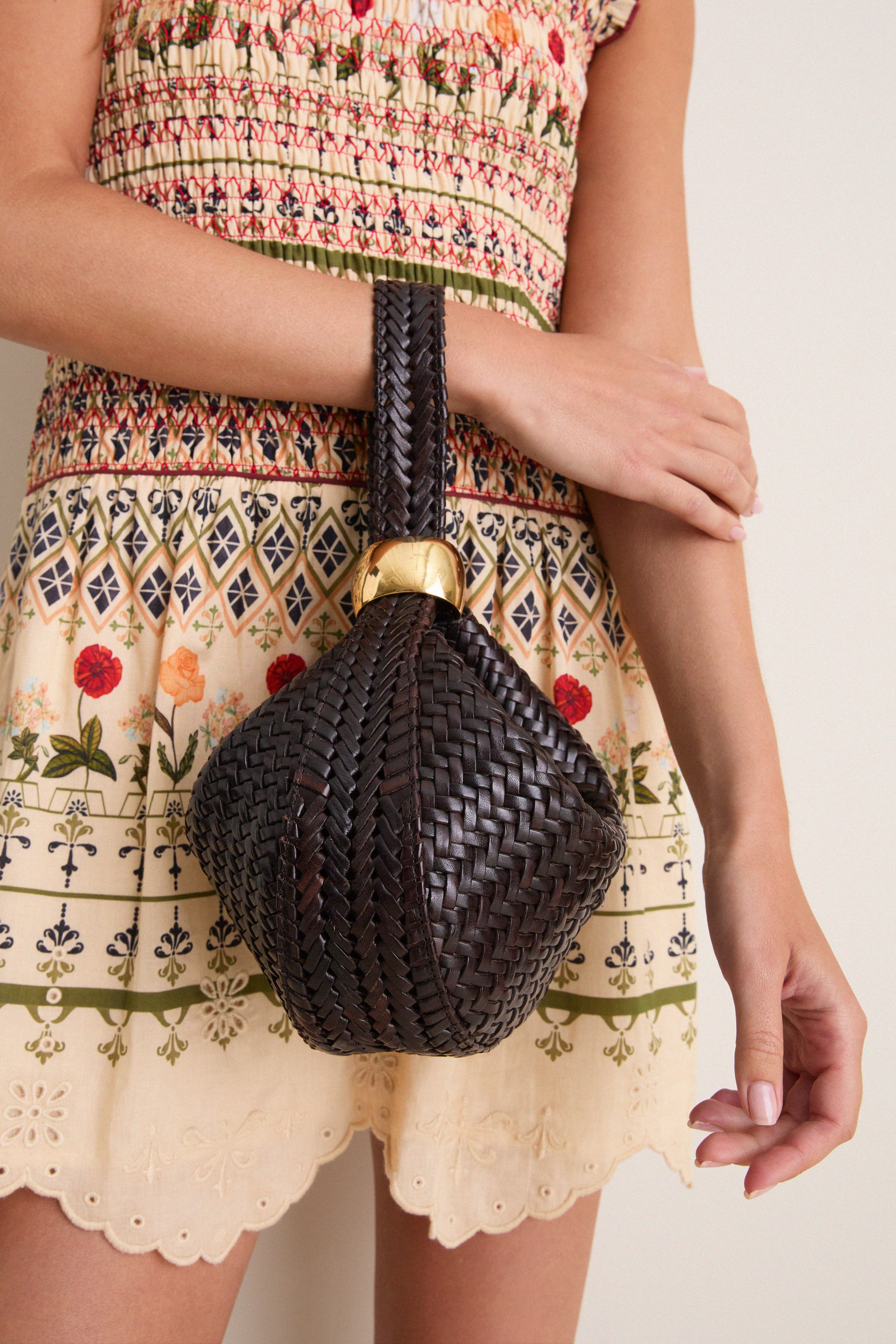 Mocha Woven Leather Zambia Bag