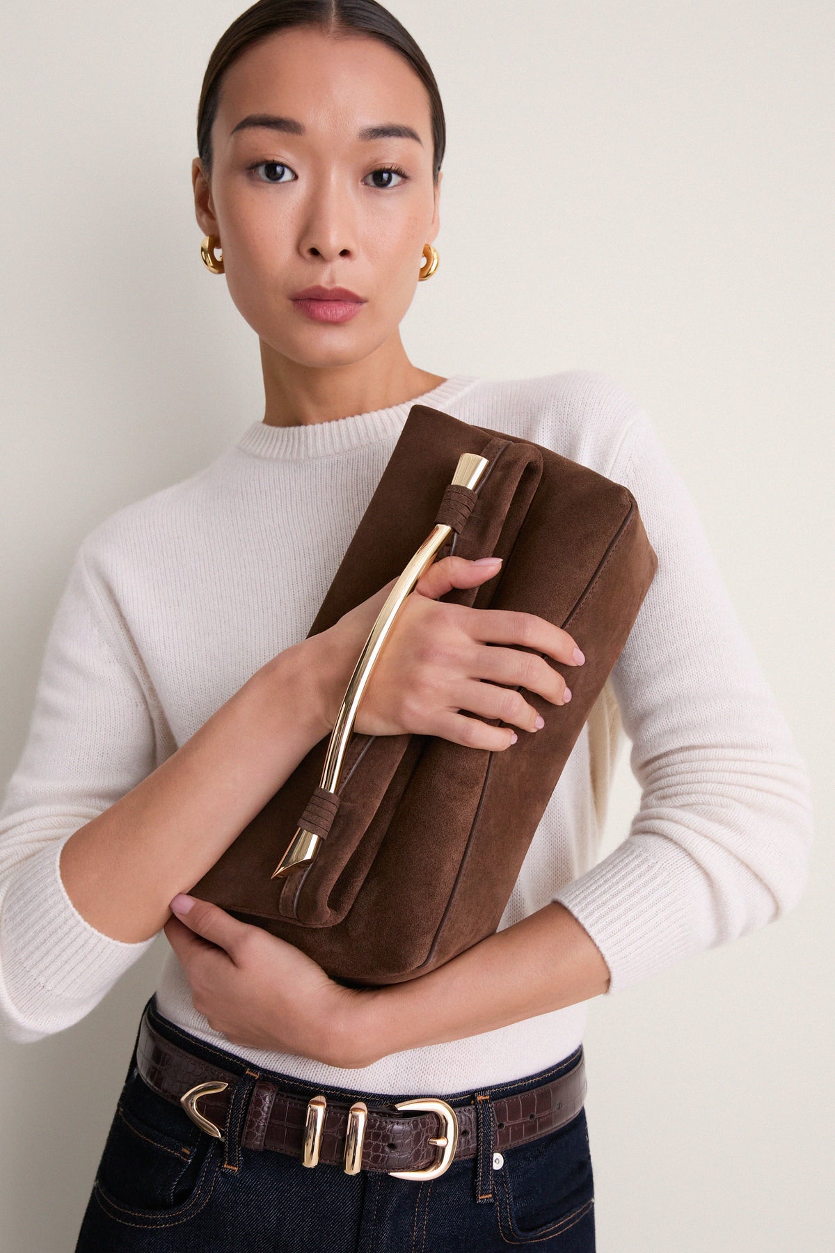 Chocolate Suede Egypt Clutch