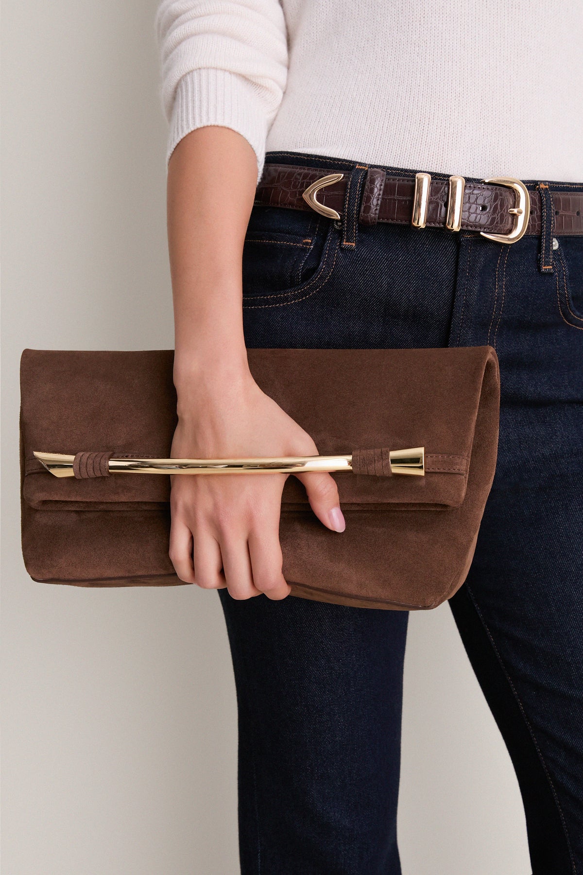 Chocolate Suede Egypt Clutch