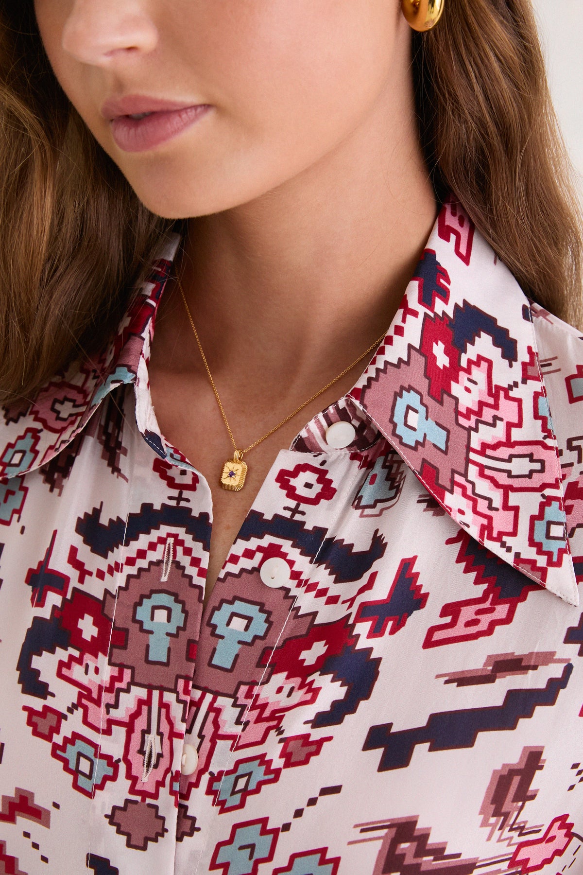Off-White Dana Horizon Kilim Silk Shirt