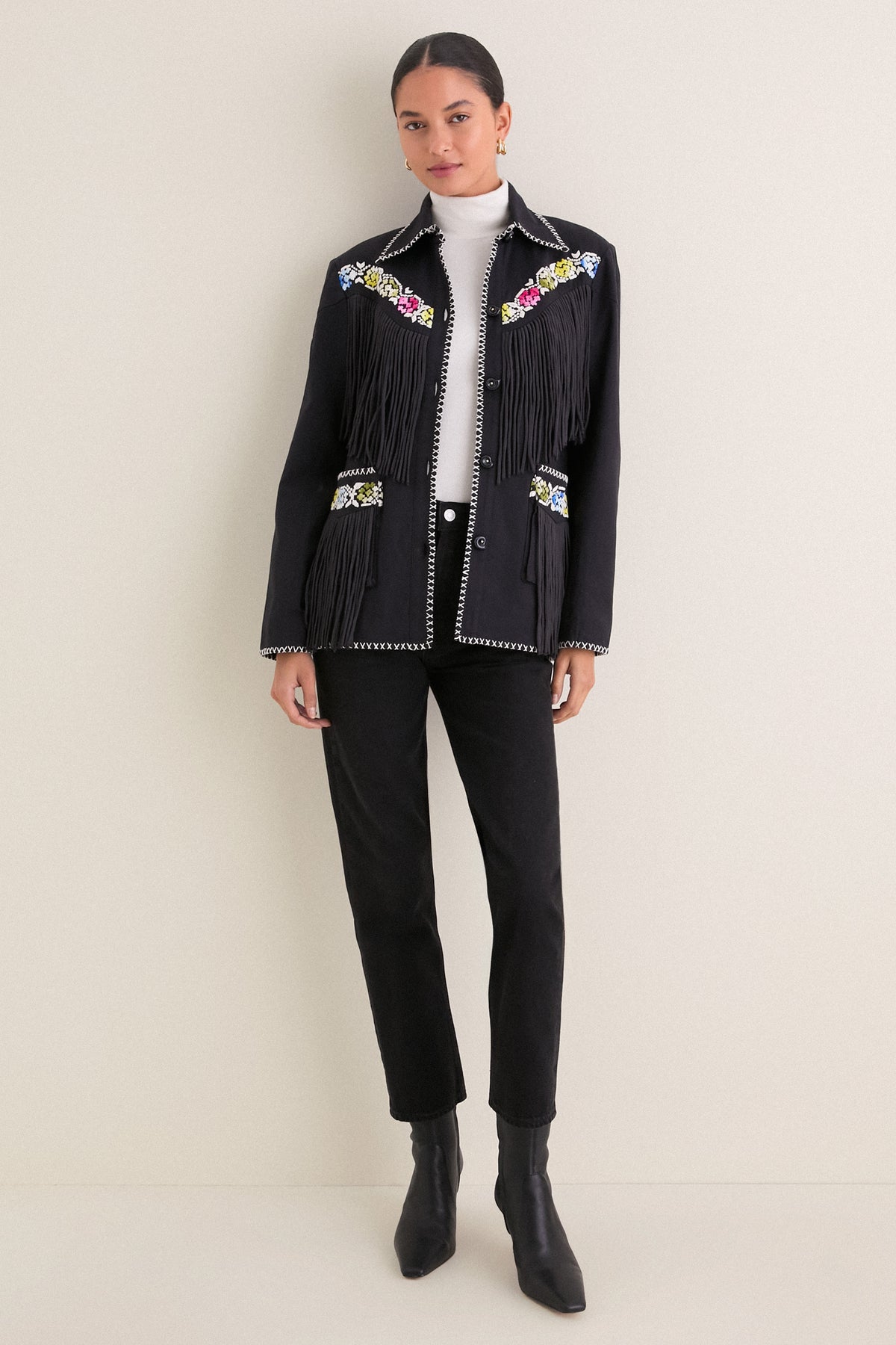 Black Jude Cross Bloom Jacket