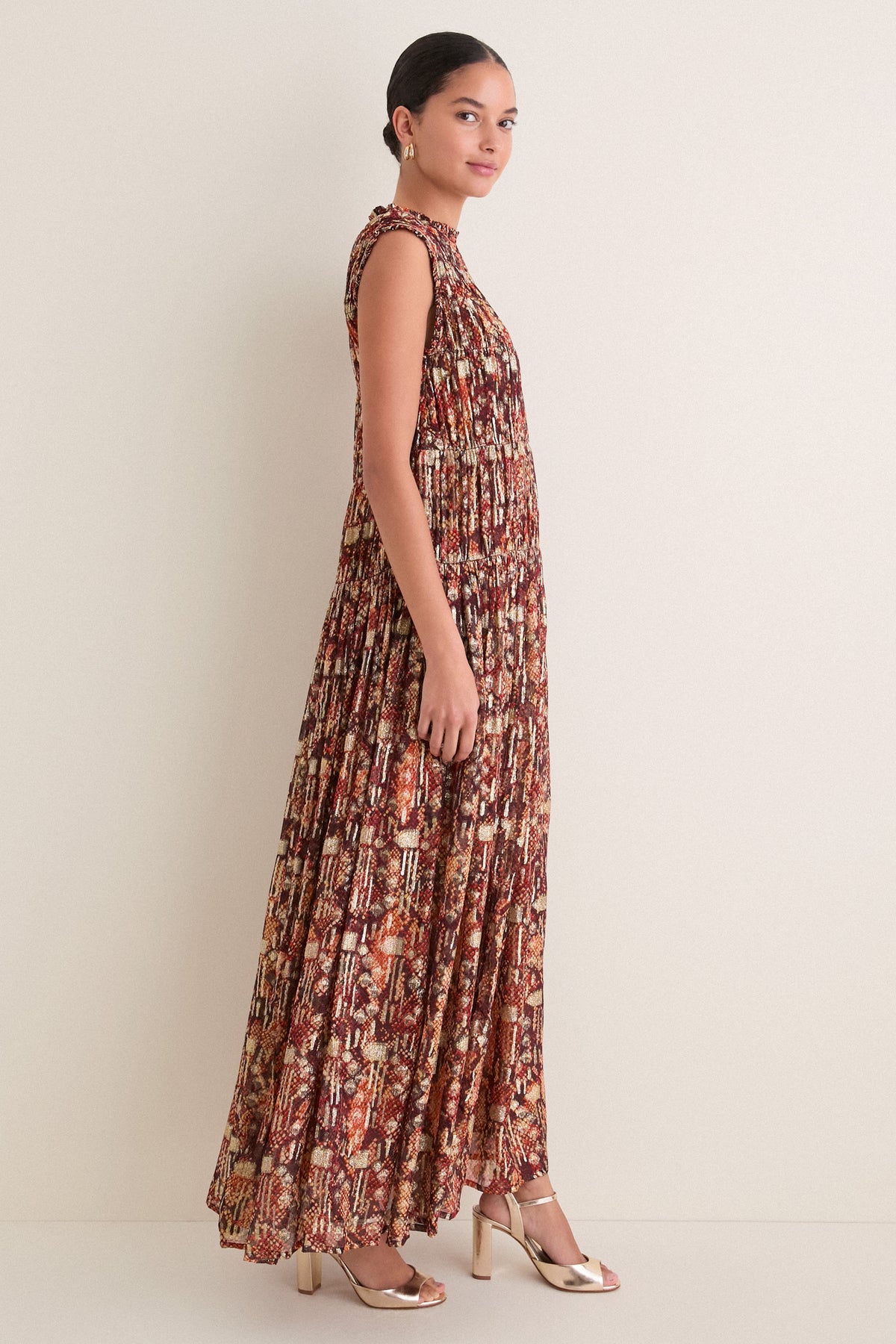 Dark Orange Jessa Topaz Snakeskin Maxi Dress