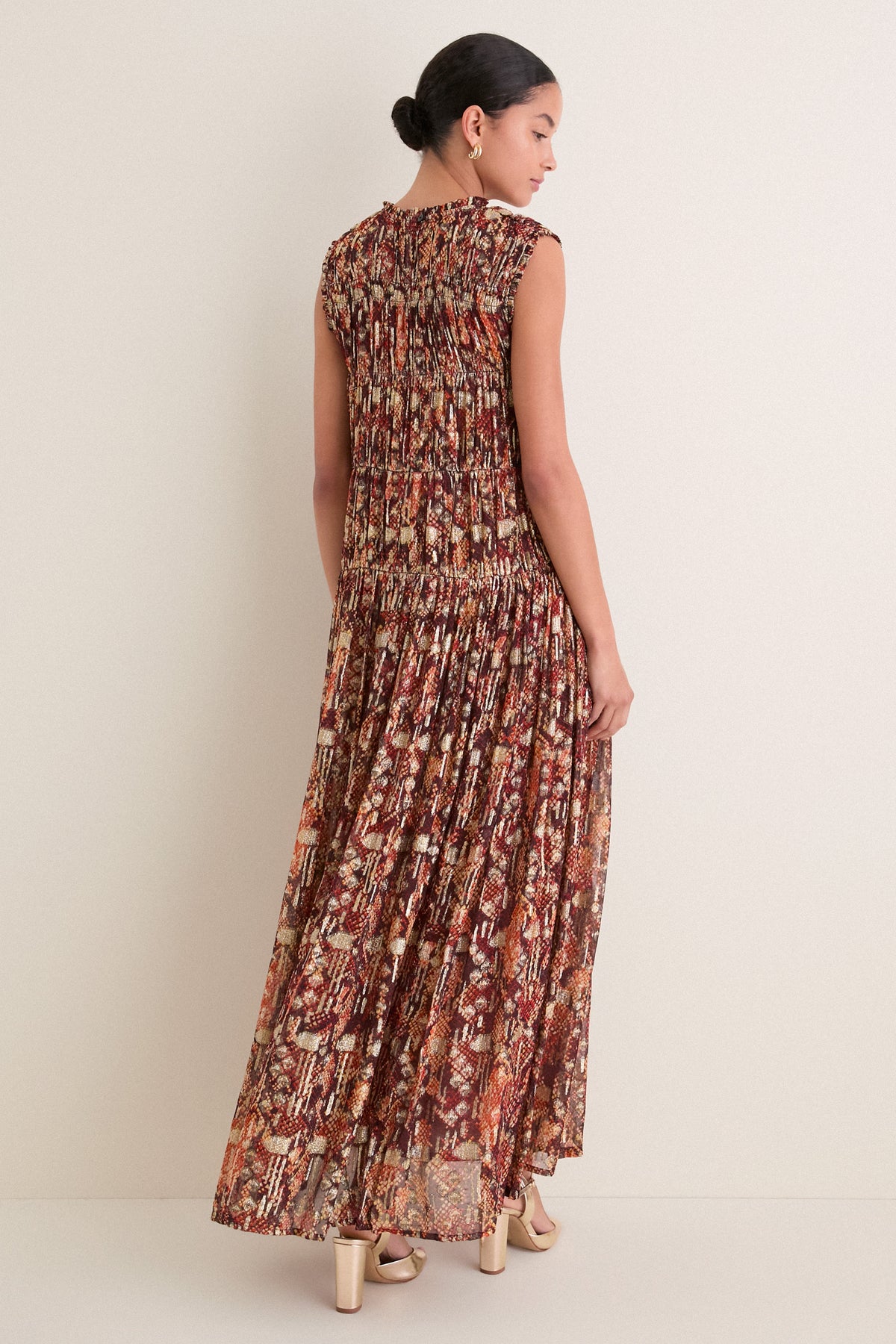 Dark Orange Jessa Topaz Snakeskin Maxi Dress