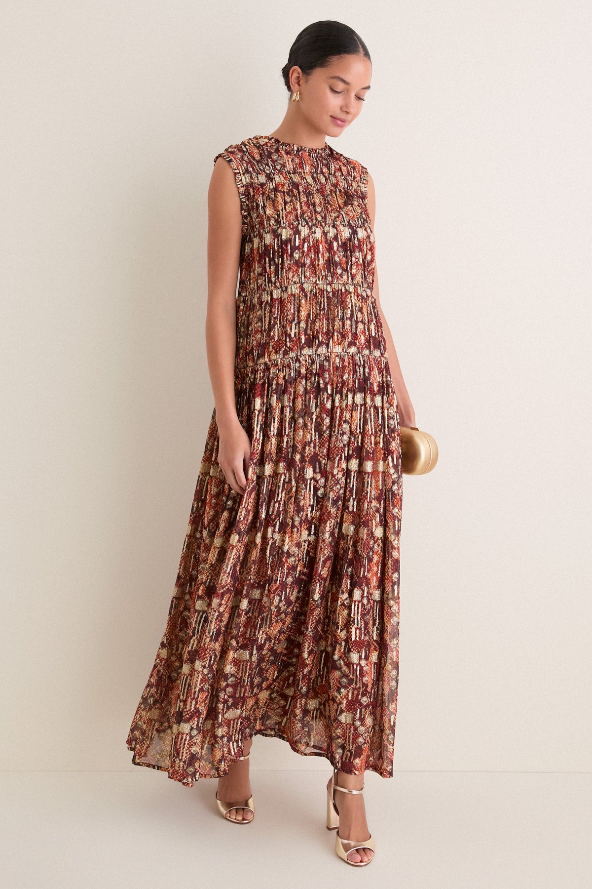 Dark Orange Jessa Topaz Snakeskin Maxi Dress