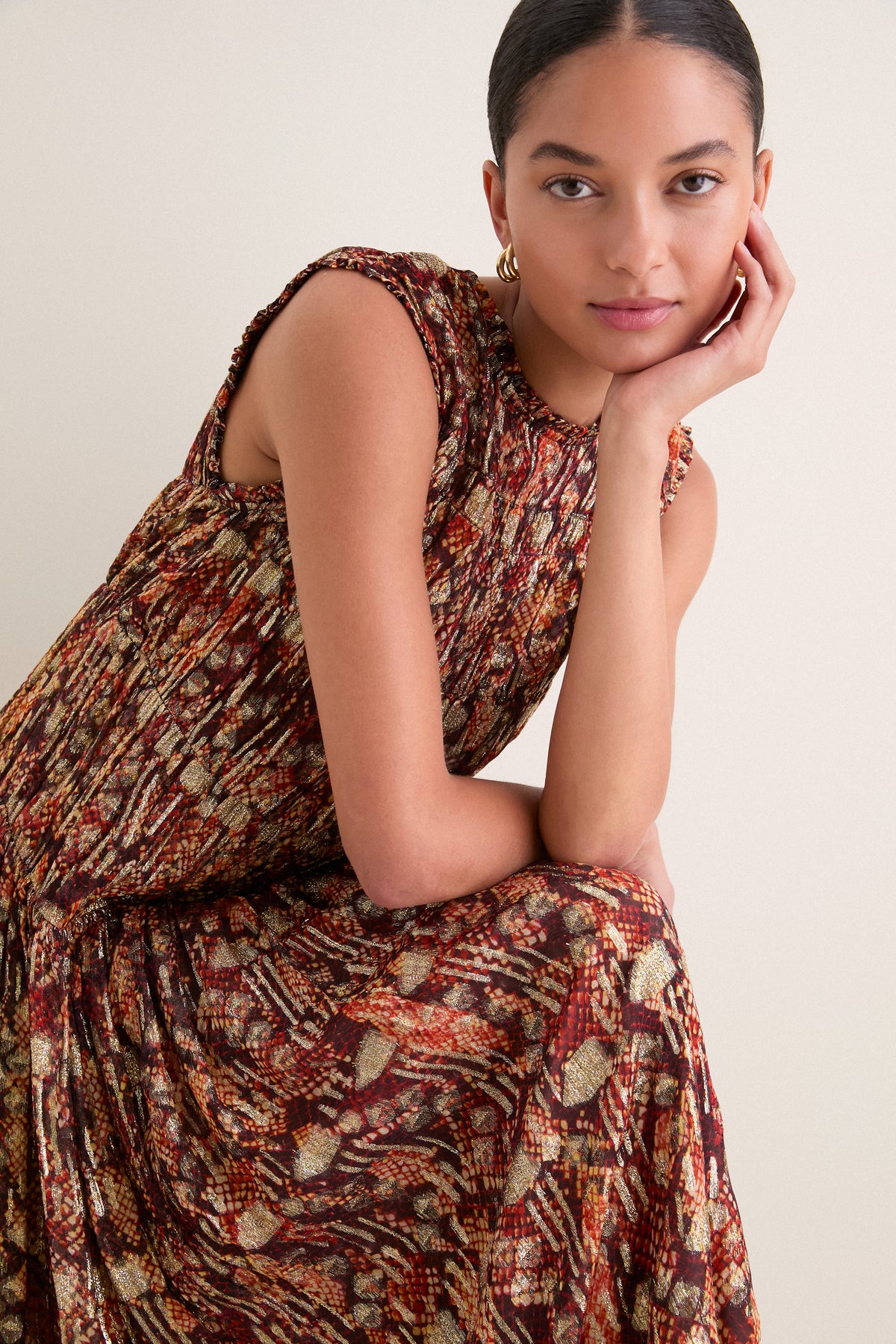 Dark Orange Jessa Topaz Snakeskin Maxi Dress
