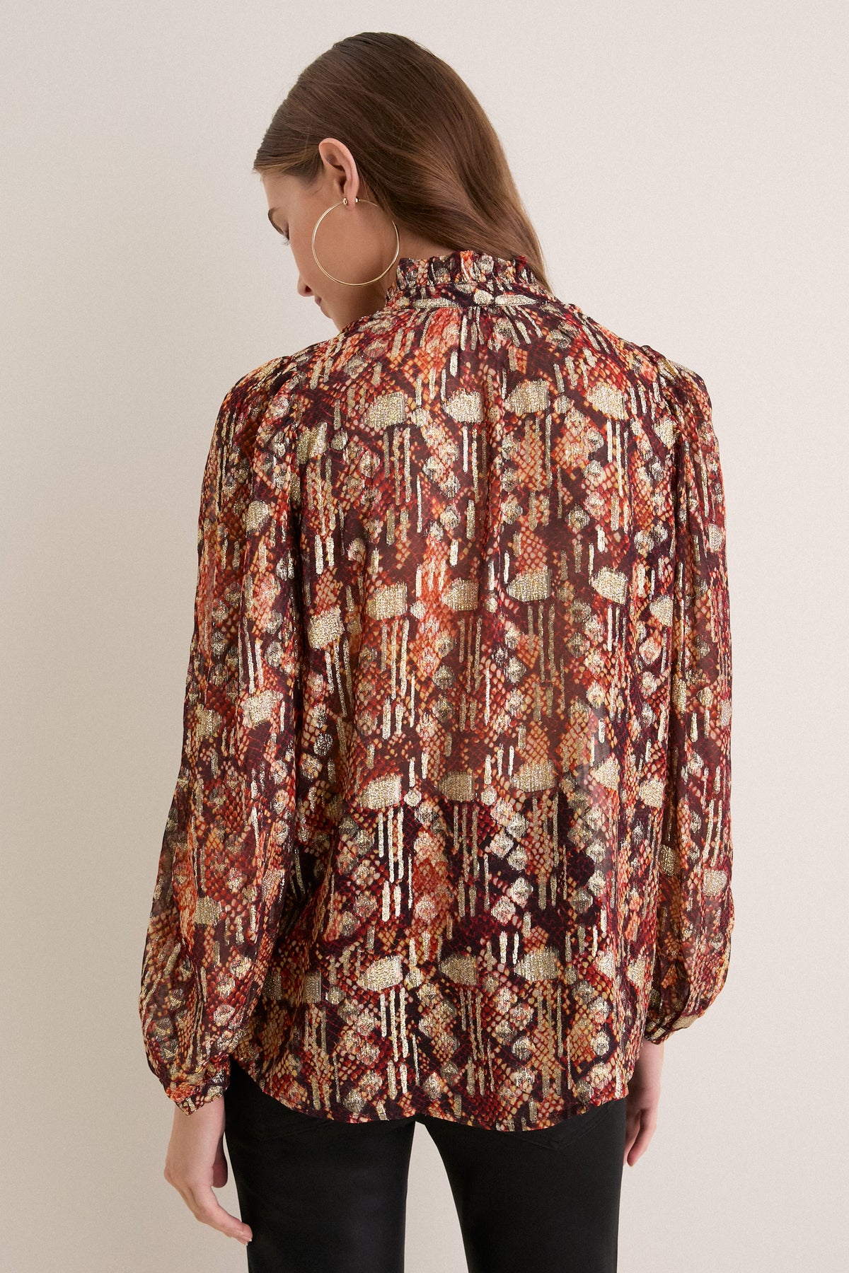 Dark Orange Annabel Topaz Snakeskin Shirt