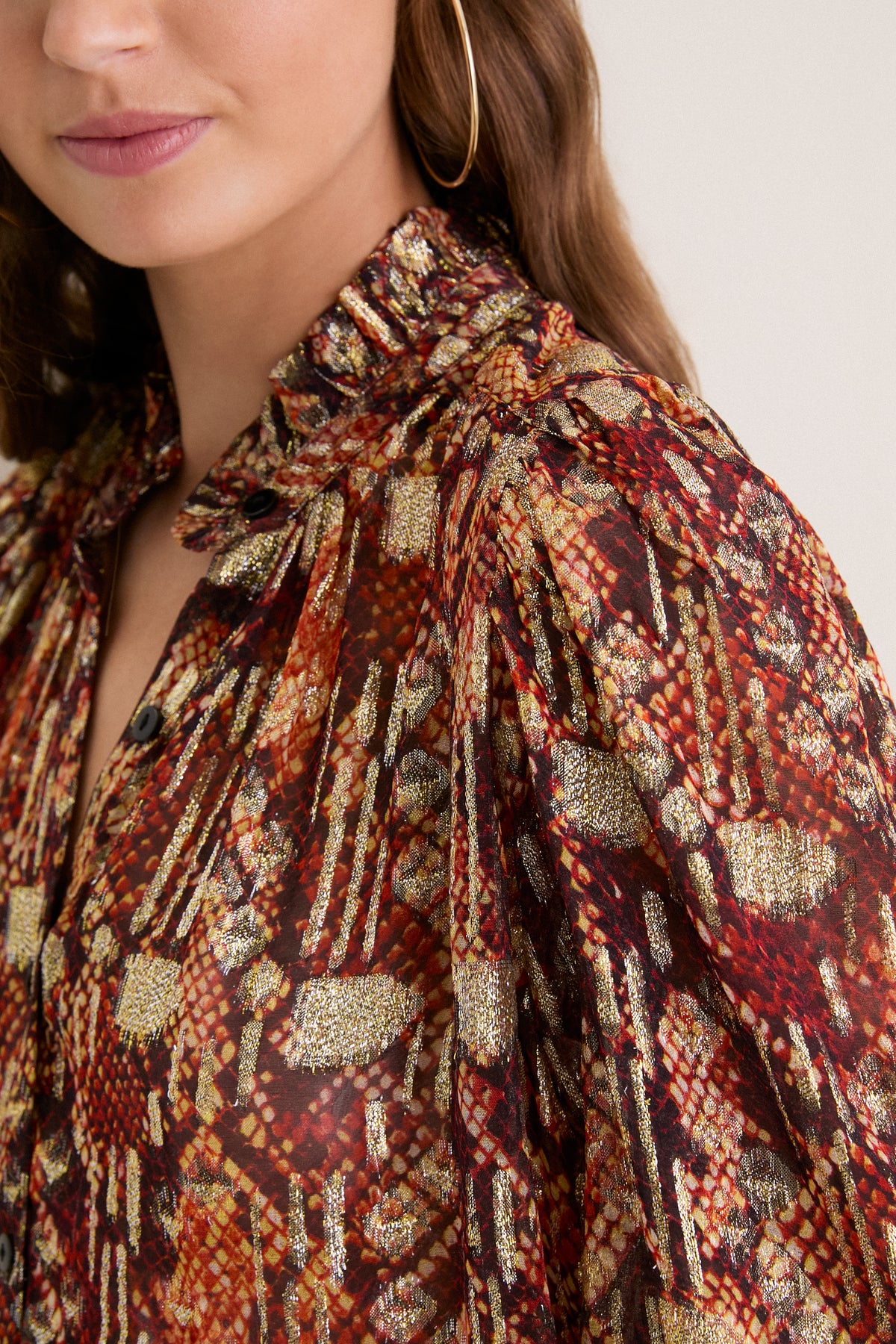 Dark Orange Annabel Topaz Snakeskin Shirt