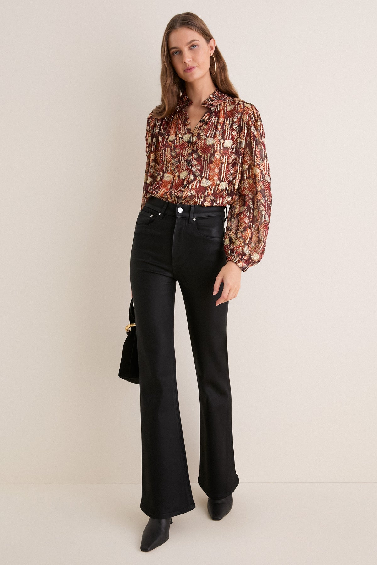 Dark Orange Annabel Topaz Snakeskin Shirt