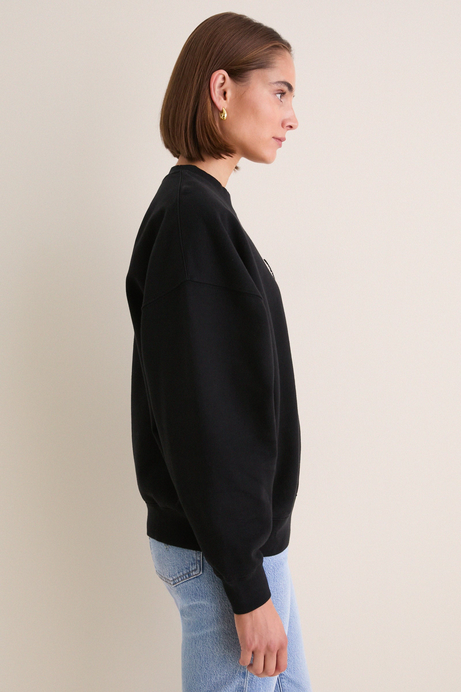 Black Miles Oversized Letterman Sweatshirt