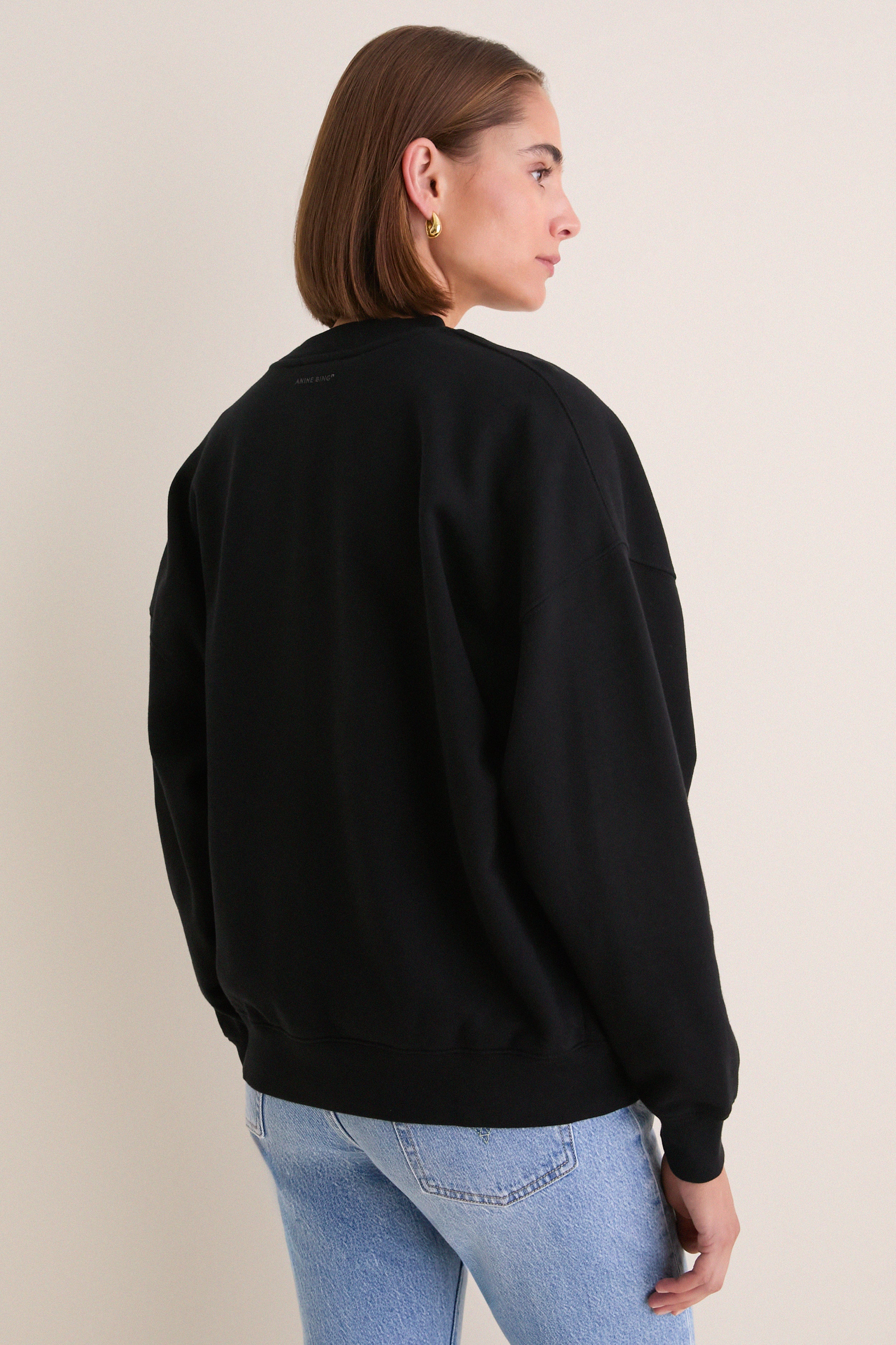 Black Miles Oversized Letterman Sweatshirt