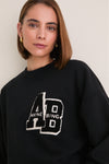 Black Miles Oversized Letterman Sweatshirt