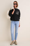 Black Miles Oversized Letterman Sweatshirt