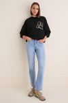 Black Miles Oversized Letterman Sweatshirt