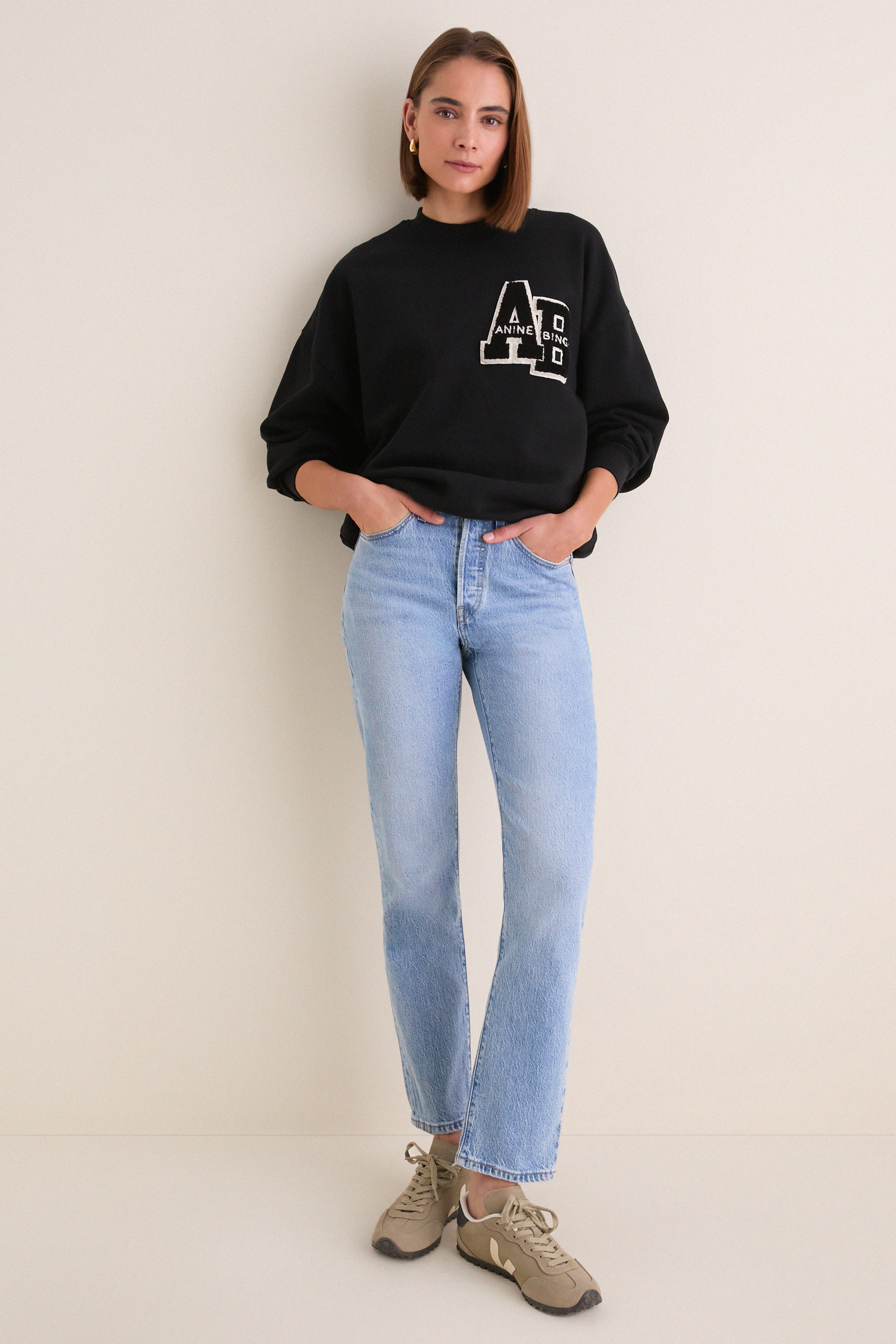 Black Miles Oversized Letterman Sweatshirt