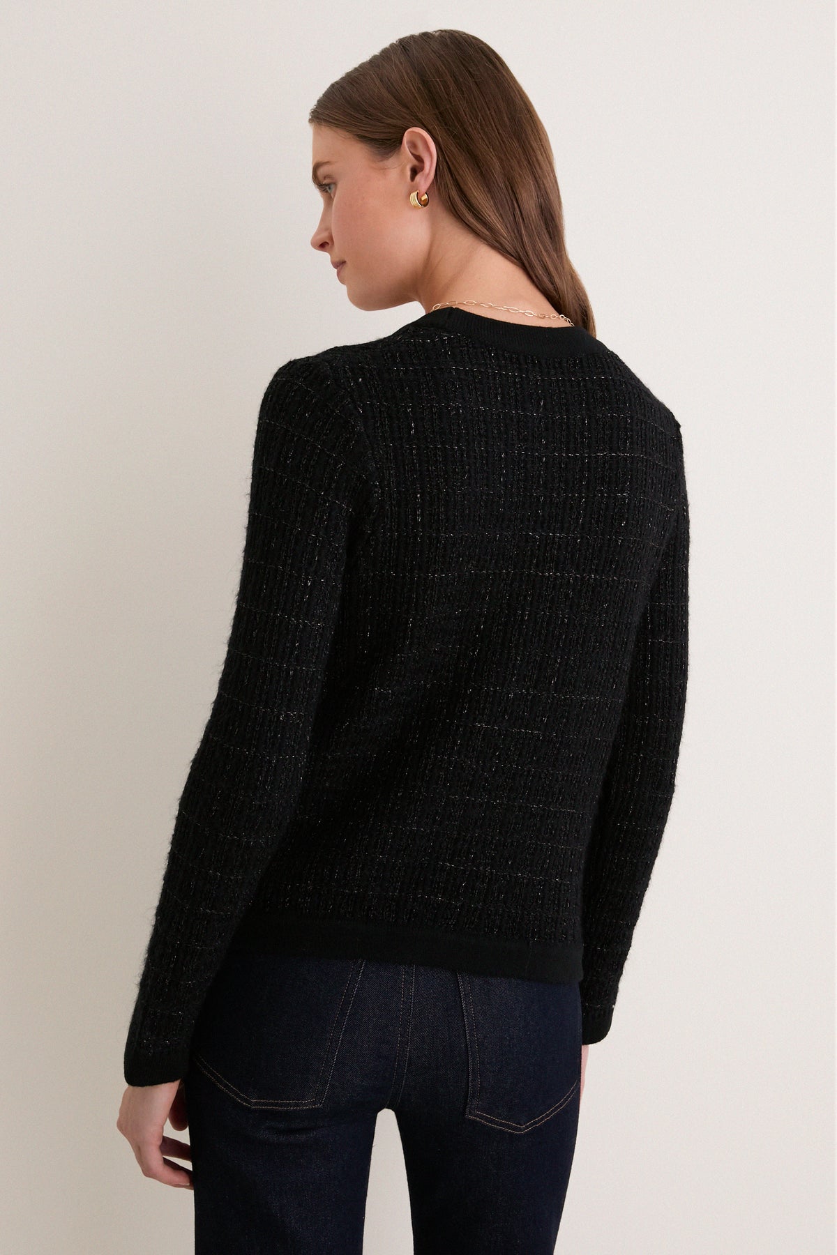 Black Tessa Tweed Cardigan