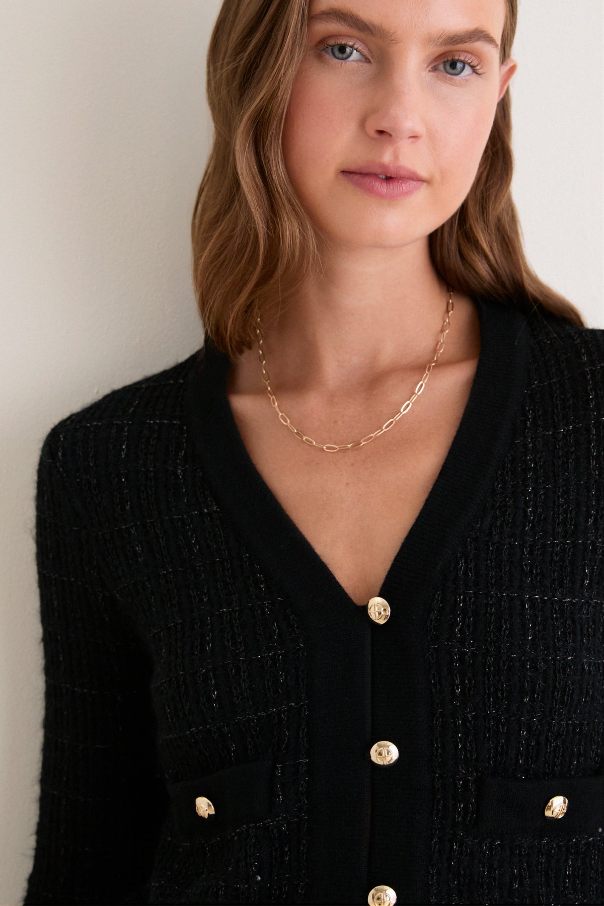 Black Tessa Tweed Cardigan