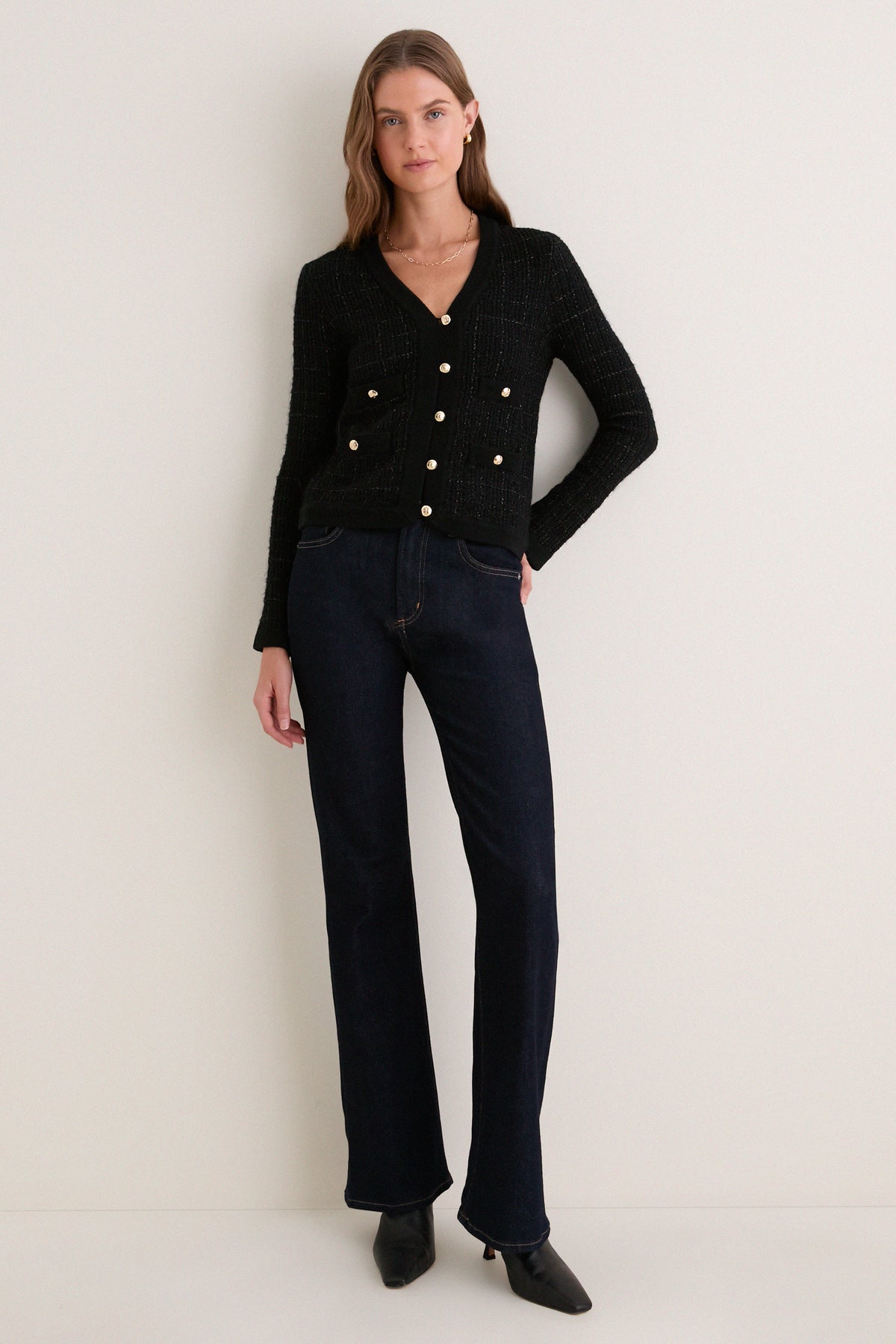 Black Tessa Tweed Cardigan