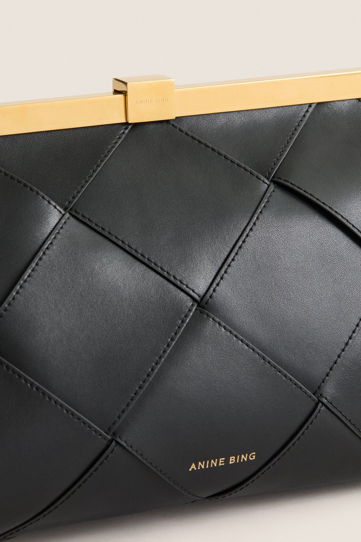 Black Braided Leather Anine Clutch