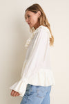 Egret Viscose Silk Habotai Frill Blouse
