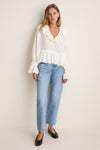 Egret Viscose Silk Habotai Frill Blouse