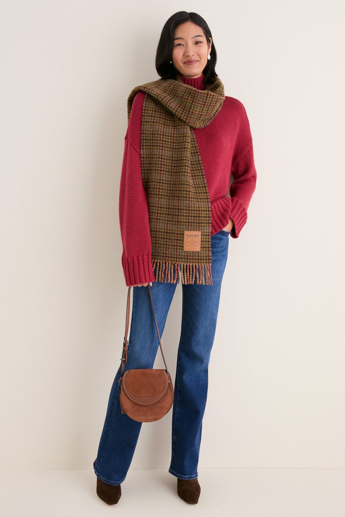 Multicolour Compact Wool Scarf Mini Checks