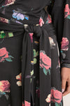 Black Sand Printed Shiny Jersey Draped Mini Dress