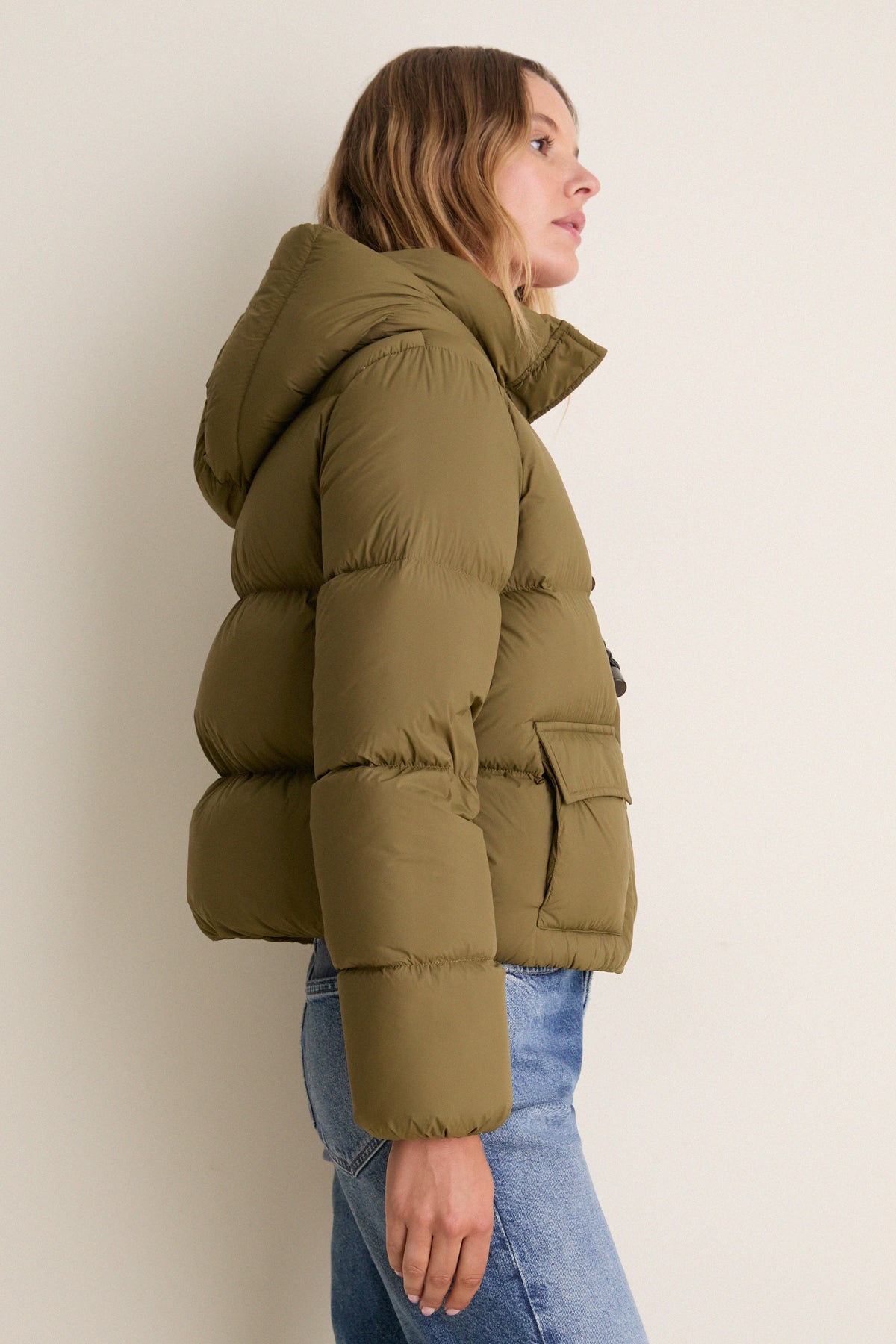 Military Olive Future Nylon Quilt Mini Puffer