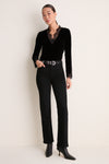 Black Viscose Silk Velvet Long Sleeve Blouse