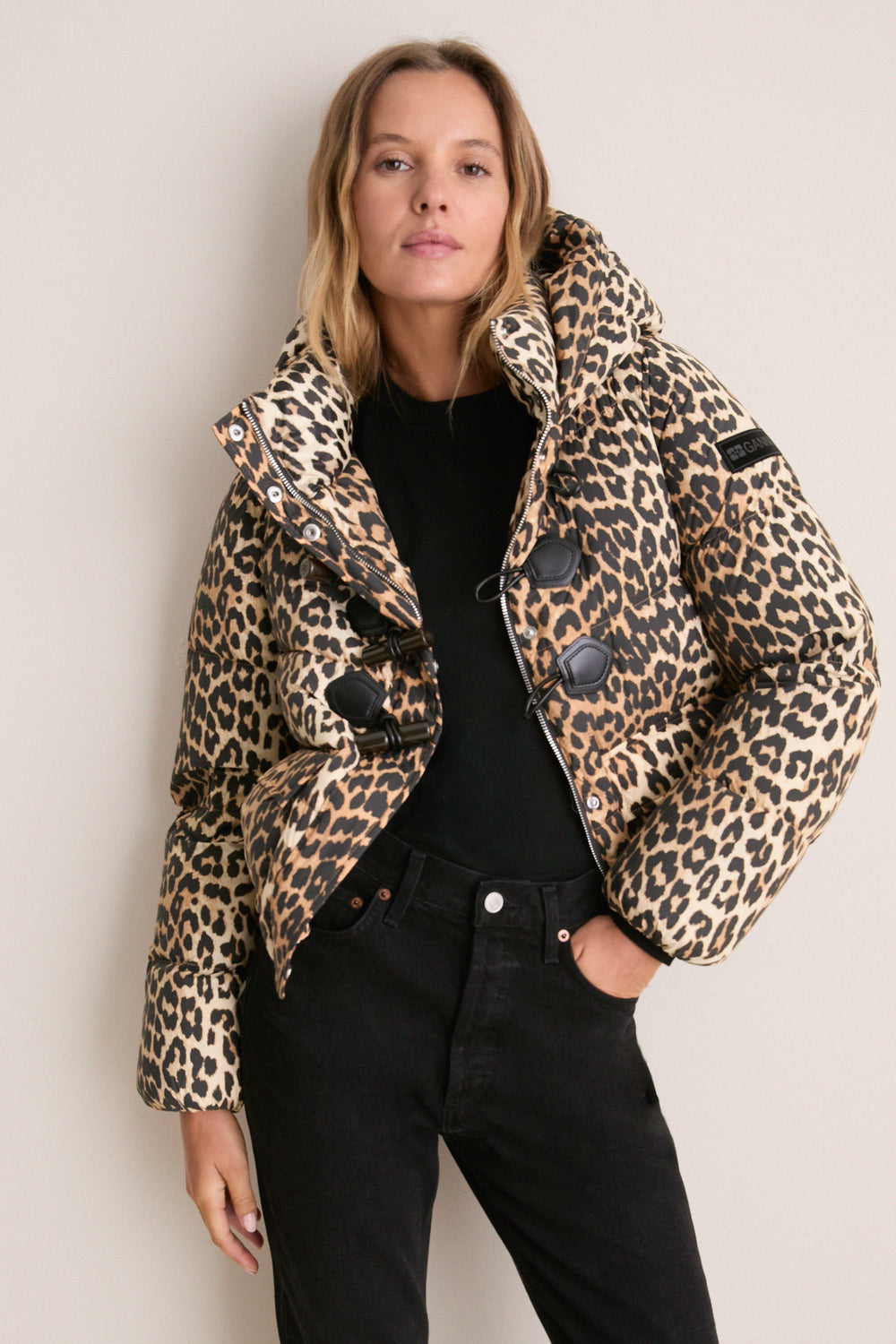 Almond Milk Future Nylon Printed Quilt Mini Puffer