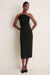 Black Valletta Sculptural Midi Dress