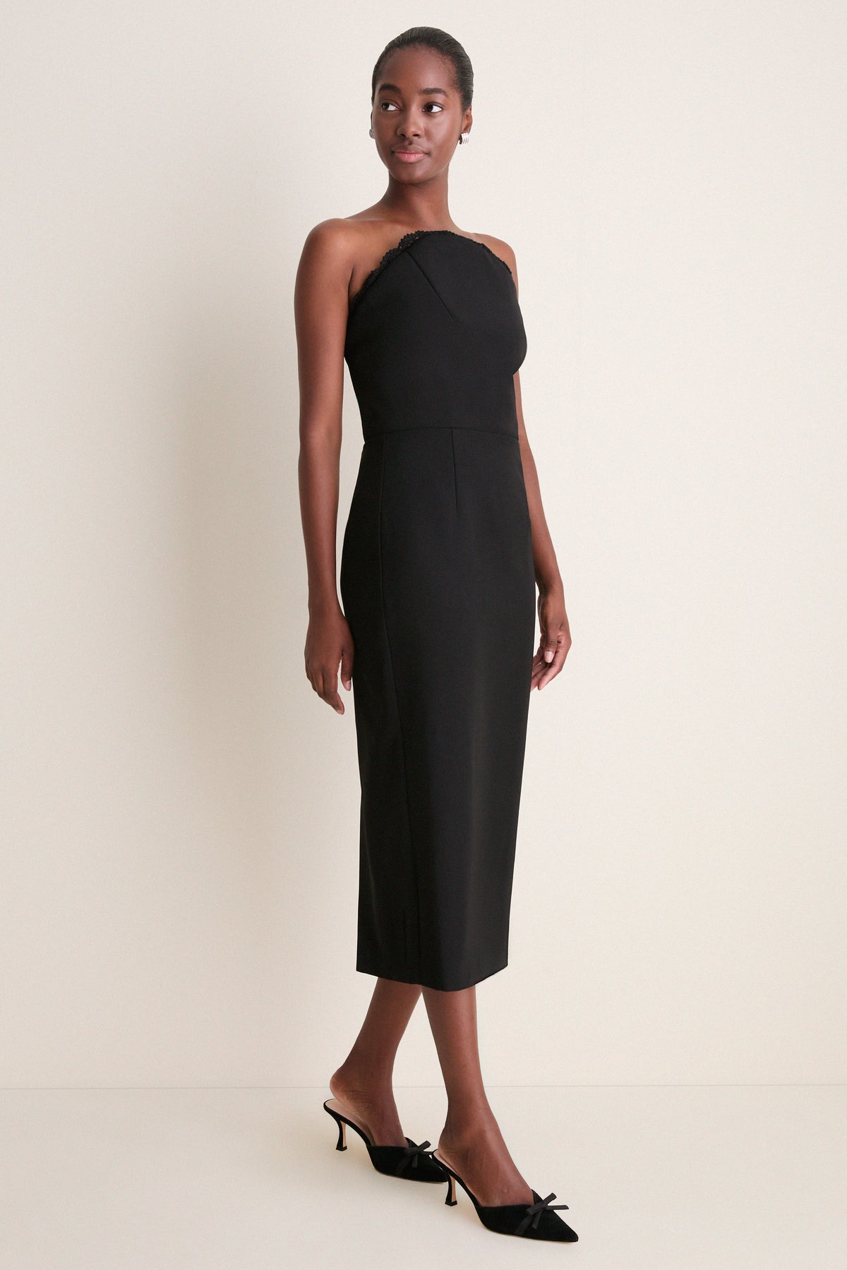 Black Valletta Sculptural Midi Dress