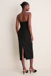Black Valletta Sculptural Midi Dress